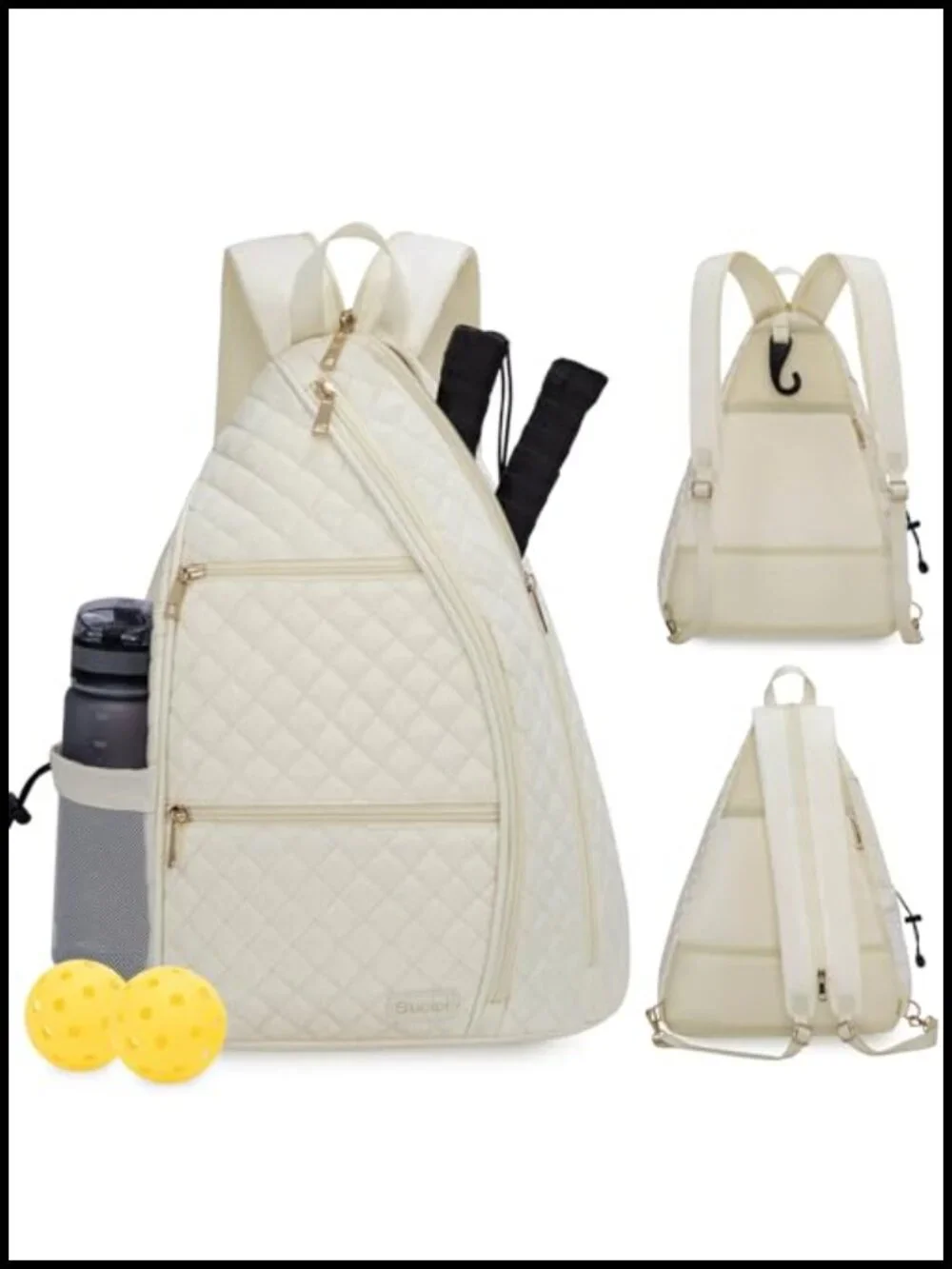 Quilted Pickleball Backpack Sling Bag for Paddle & Gear